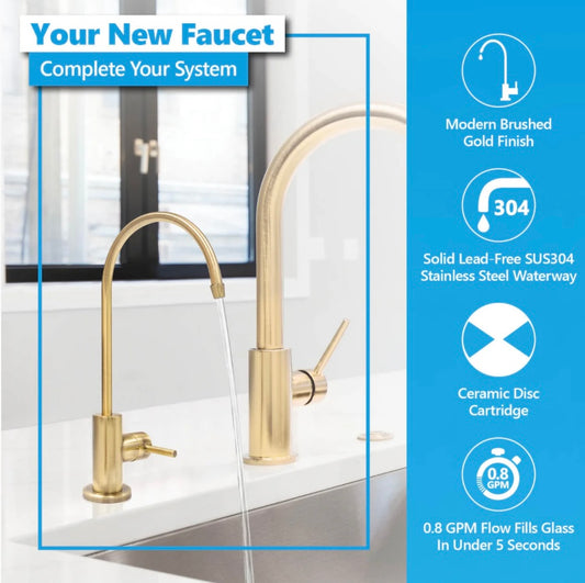 Modern RO Faucet - Brushed Gold