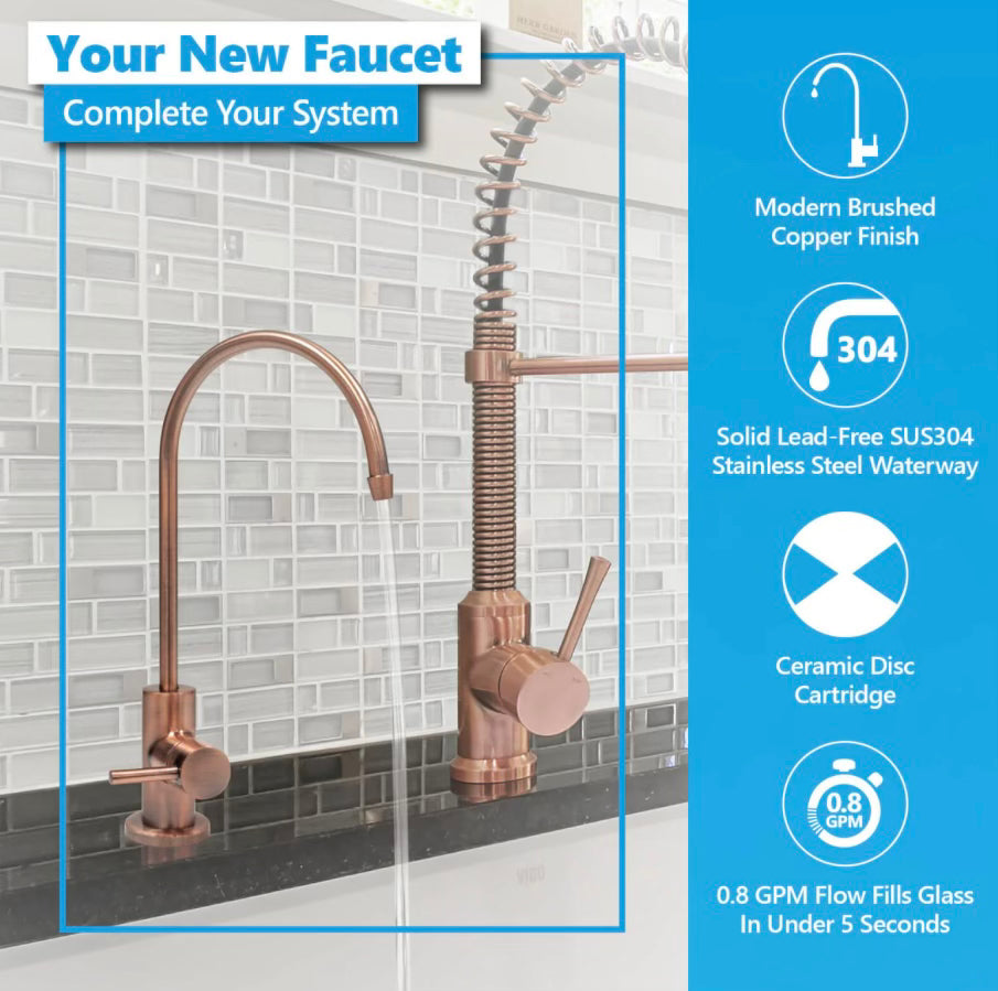 Modern RO Faucet - Brushed Copper