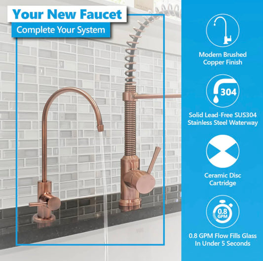 Modern RO Faucet - Brushed Copper